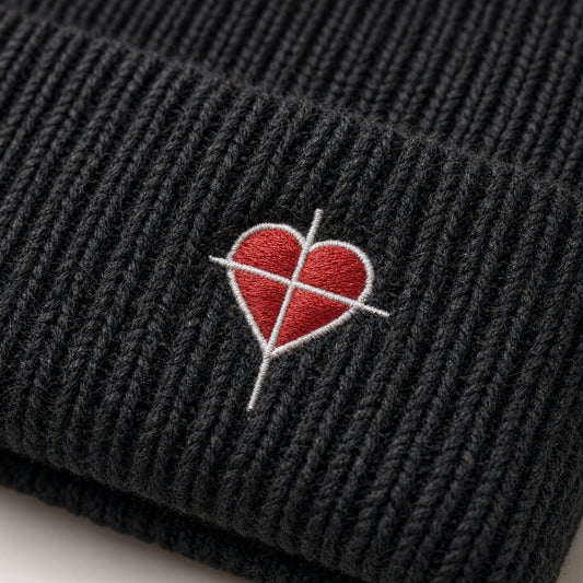 Black Cross & Heart Beanie