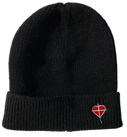 Black Cross & Heart Beanie