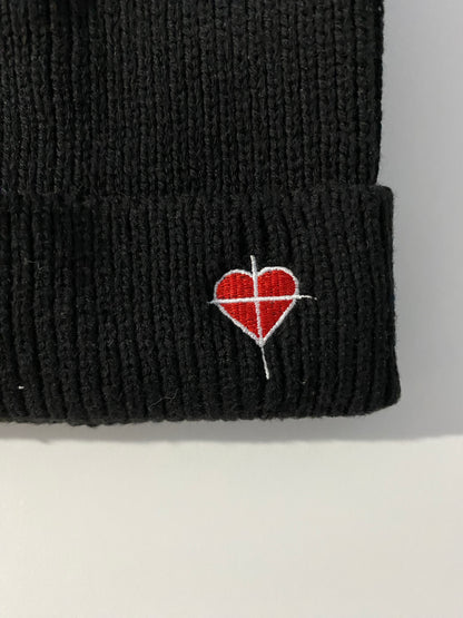 Black Cross & Heart Beanie
