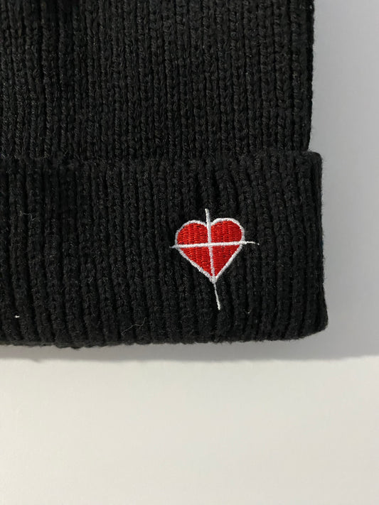 Black Cross & Heart Beanie