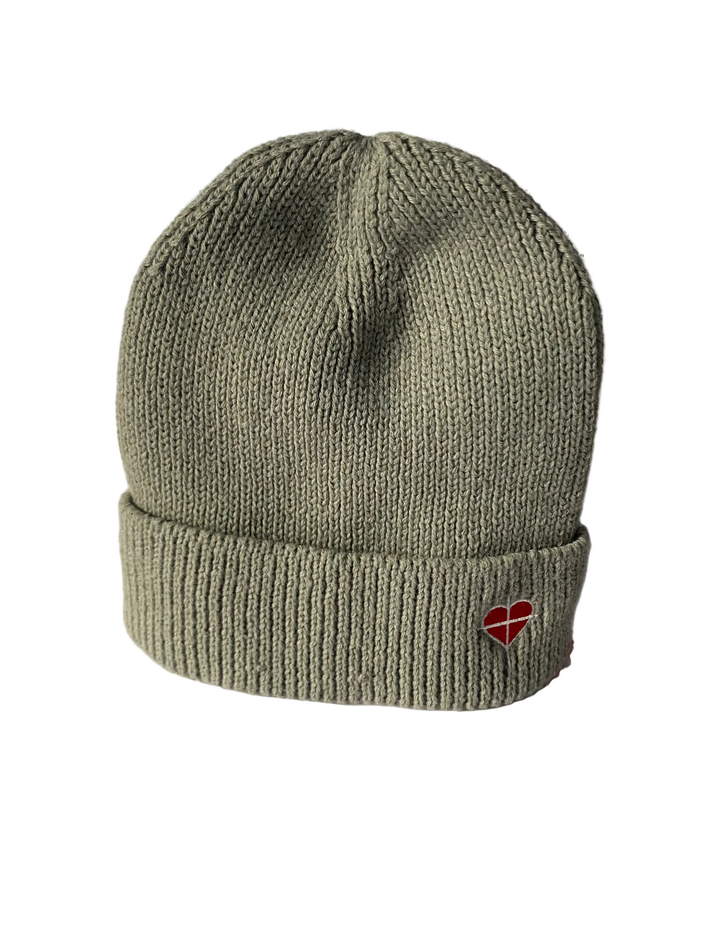 Grey Cross & Heart Beanie