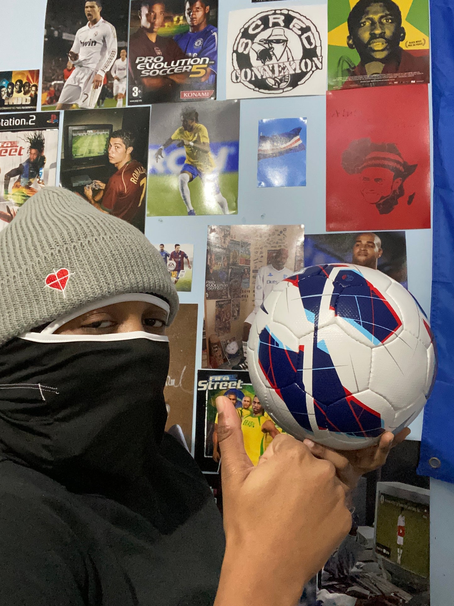 Grey Cross & Heart Beanie