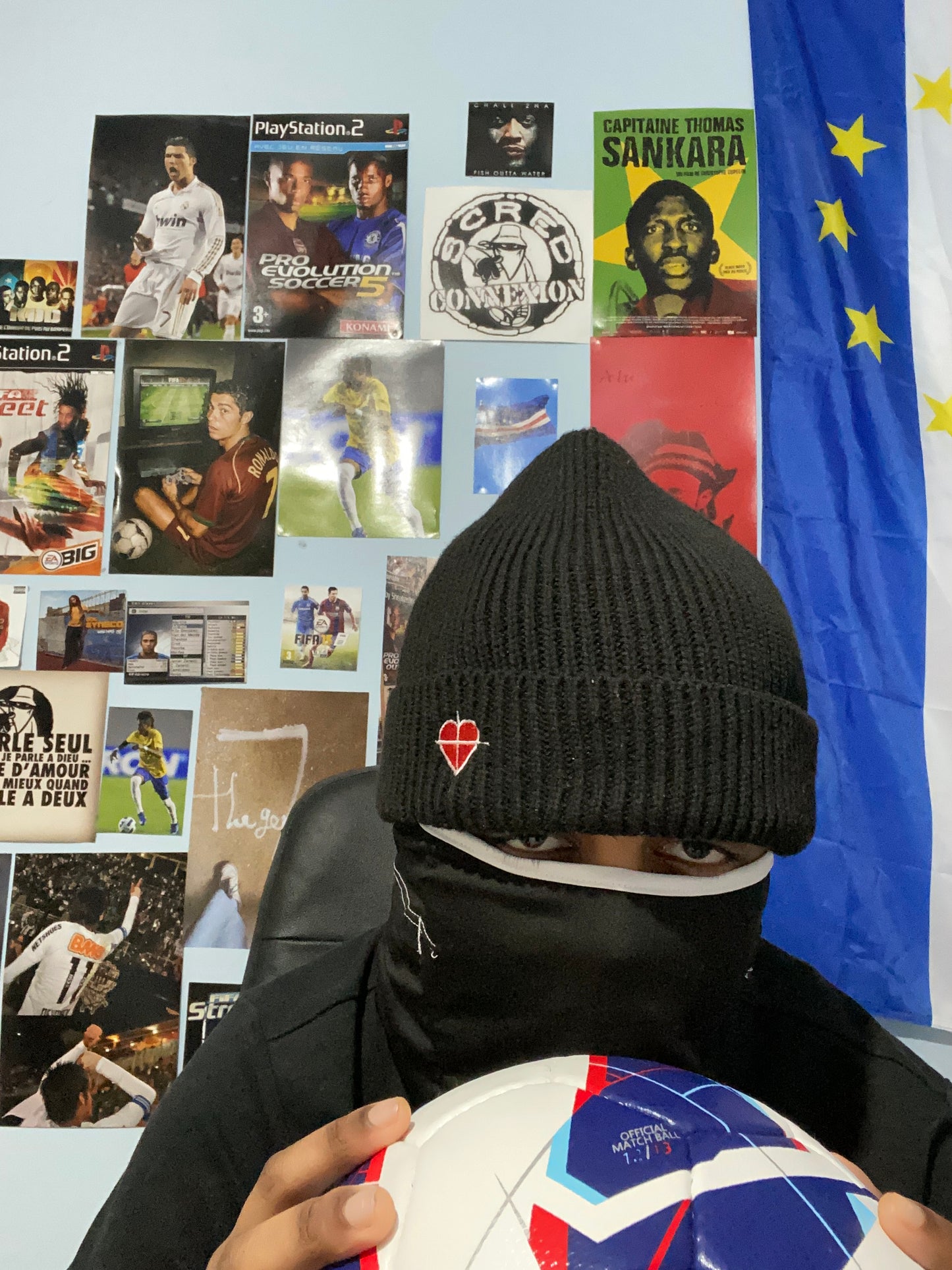 Black Cross & Heart Beanie