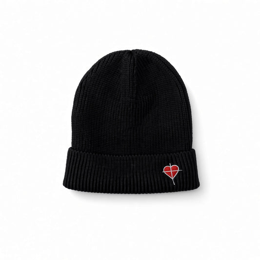 Black Cross & Heart Beanie